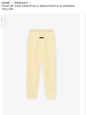 Fear of God Essentials Sweatpants in Garden Yellow